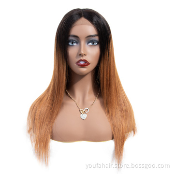 Virgin Human Hair Wig Colored 1b 30 Ombre 14inch to 26inch Straight with Baby Hair 4x4 HD Frontal Human Hair Lace Closure Wigs